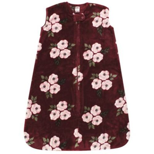 Hudson Baby Infant Girl Plush Sleeping Bag, Sack, Blanket, Sleeveless Burgundy Floral, 6-12 Months