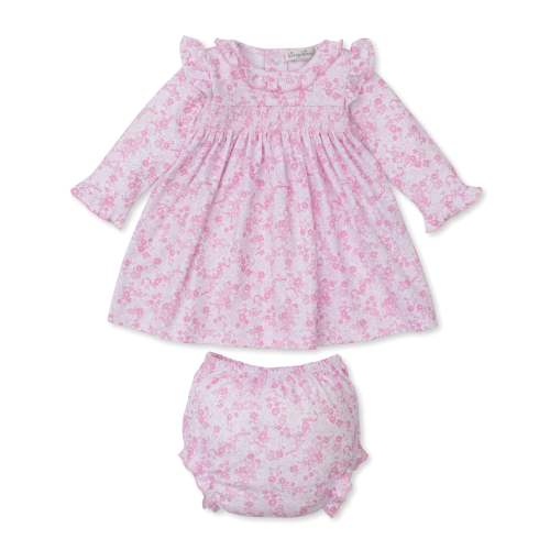 LS SMOCKED DRESS SET - PINK OLD ENGLISH ROSES