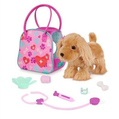 Pucci Pals 9.5" Vet Toys Plush Cocker Spaniel & Vet Carrier Playset