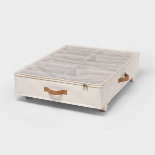 Underbed Storage with Wheels and Adjustable Dividers Off-White - Brightroom™