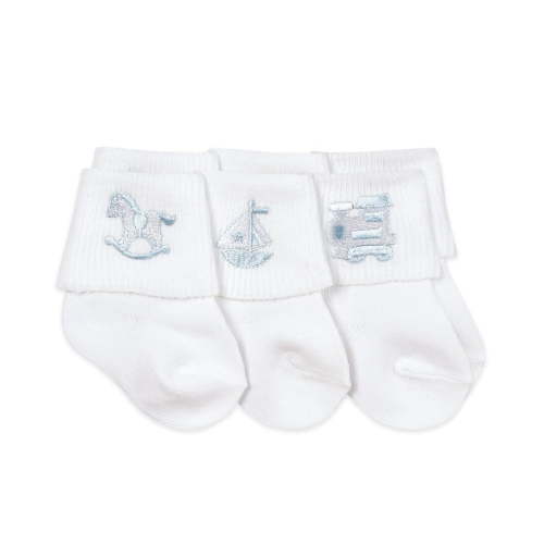 Baby Boys Embroidered Cotton Socks 3 Pack. Size: Infant