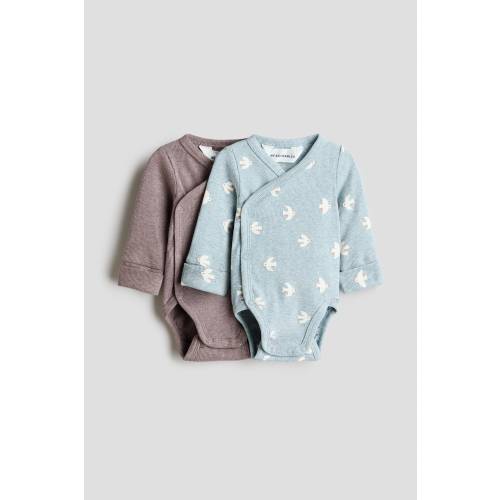 Turquoise/birds 2-pack Room-to-Grow Bodysuits for kids | H&M US