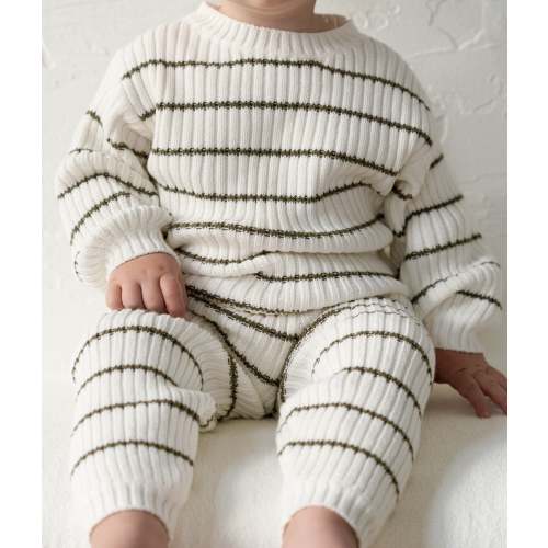 Children’s ‘Deep Green Stripe’ Ribbed Knit Sweater – Oat Co