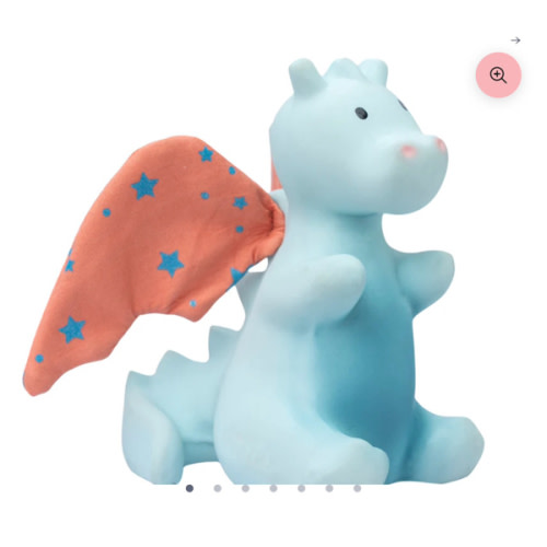 Baby Sunrise Dragon Natural Rubber Rattle with Crinkle Wings