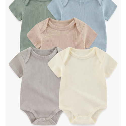 Baby Bodysuits Ribbed Mix Summer Newborn Boy Girl Clothes 5-pack