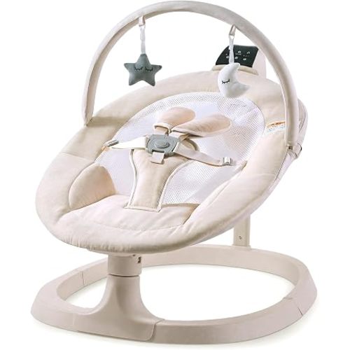 VaVaSoo Baby Swing for Infants, Electric Baby Swing Up to 26lbs, Beige