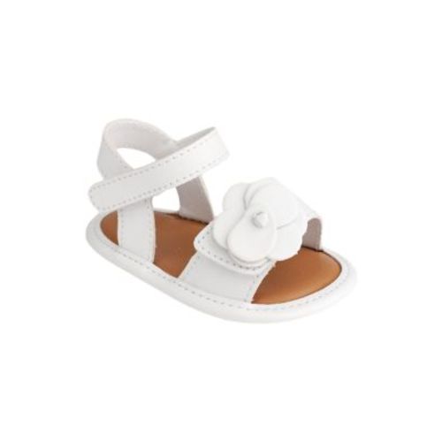 Girls Posey White Flower Double Velcro Sandals