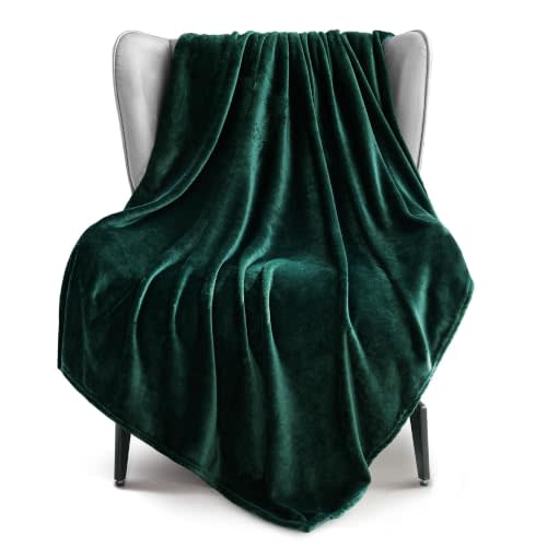 Exclusivo Mezcla Soft Large Fleece Throw Blanket for Couch, Forest Green | 50x70 Inches, Double-Sided Brushed Flannel, Lightweight Plush Cozy Blanket for Home Decor, All Season, Machine Washable