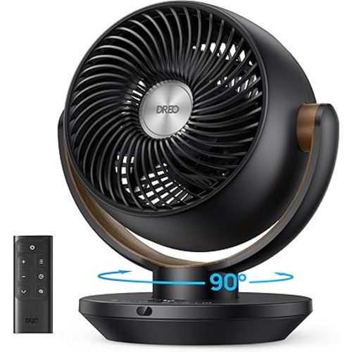 Dreo Fan for Bedroom, Desk Air Circulator Fan with Remote, 11 Inch Table Fans for Whole Room, 60ft Powerful Airflow, 120° Vertical Manual +90° Oscillating, 4 Speeds, 8H Timer, Quiet Fan, Home