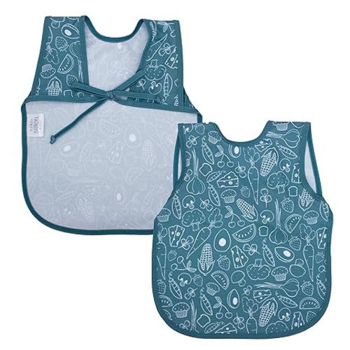 BapronBaby Neutral Foodie Bapron - No Neck Tie Safer Bib for Baby & Toddler - Soft Waterproof Stain Resistant - Machine Washable - Sz Baby/Toddler 6m-3T
