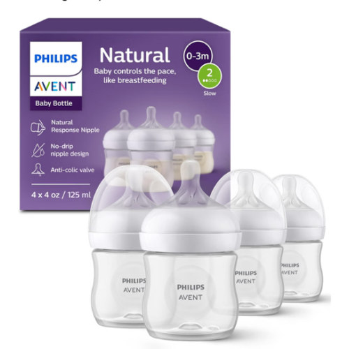 Amazon.com : Philips Avent Natural Baby Bottles, Slow Flow, 4 oz, BPA-Free, 4-Pack | Baby-Controlled Flow, No-Drip Design, Reduces Colic and Gas with Anti-Colic Valve, 4-Pack, SCY900/04 : Baby