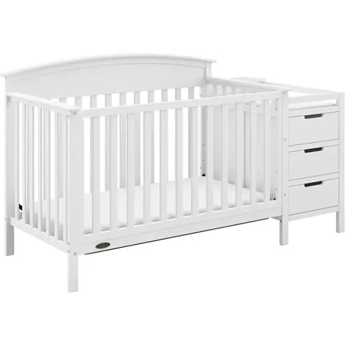 Graco Benton 5-in-1 Convertible Crib and Changer (White) – Crib and Changing -Table Combo, Includes Water-Resistant Changing Pad, 3 Drawers, Converts to Toddler Bed, Daybed and Full-Size Bed