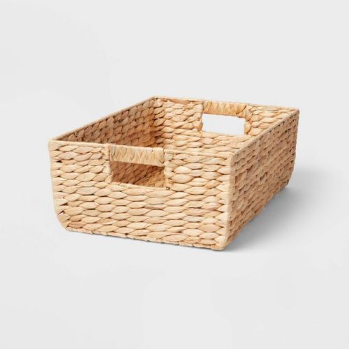 Woven Water Hyacinth Folio Bin - Brightroom™: Handwoven Decorative Basket for 13" Cube Storage, Multicolor Naturals