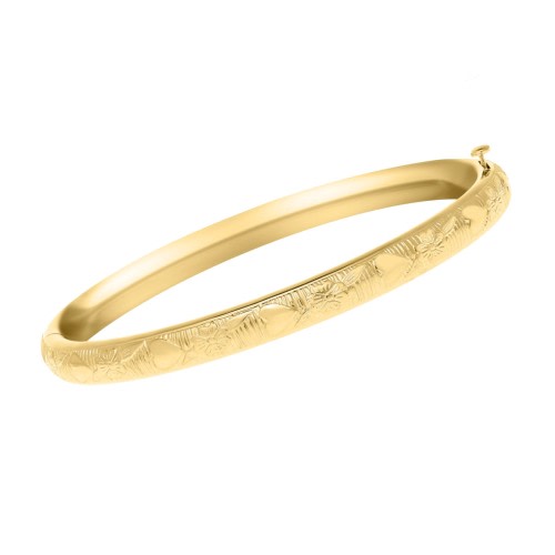 14K Gold Filled Flower and Heart Baby Bangle - Size 4.5"