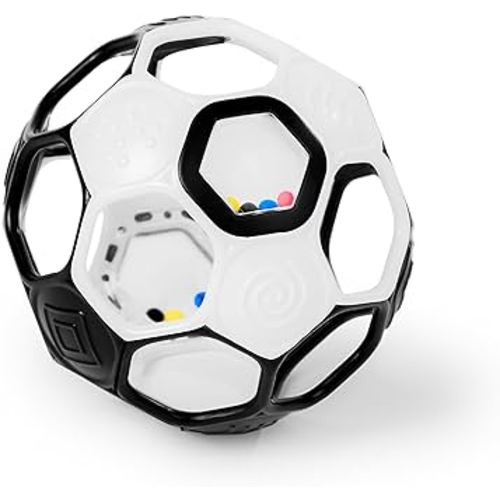 Bright Starts Oball Grippin' Goals Rattle Soccer Ball - Black & White, Easy-Grasp Toy for Newborn and Up