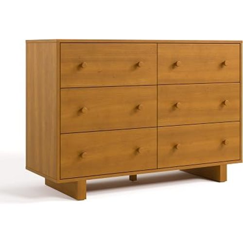 Storkcraft Texas 6 Drawer Dresser (Almond) – GREENGUARD Gold Certified Baby Dresser, Interlocking Drawer System for Nursery & Kids’ Bedroom, Brown Chest for Kids Bedroom, Nursery Storage