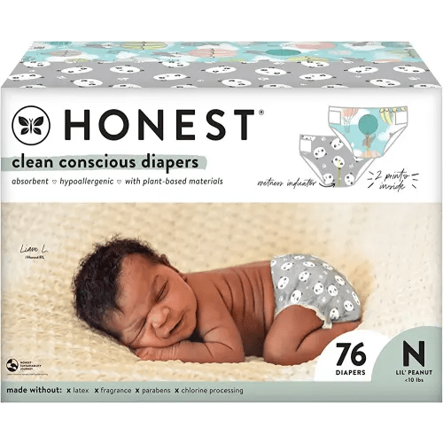 The Honest Company Clean Conscious Diapers | Plant-Based, Sustainable | Above It All + Pandas | Club Box, Size Newborn, 76 Count