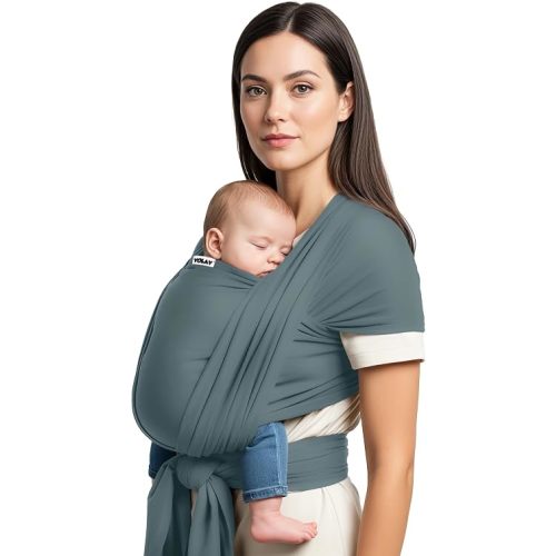 Yolay Baby Wrap Carrier Easy to Wear Soft Baby Carrier Sling Hands Free Adjustable Baby Carrier for Newborn to Toddler Upto 50 lbs, Dark Grey