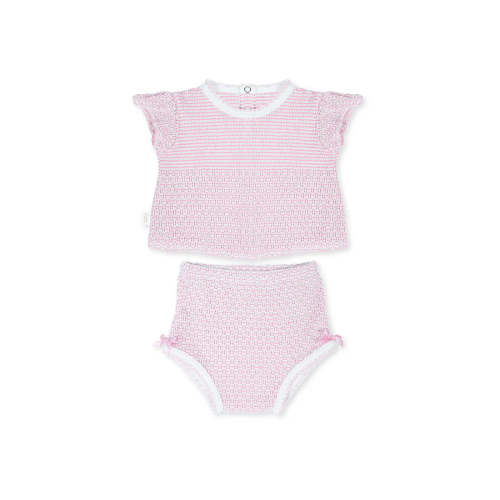 Knit Flutter Sleeve Diaper Set with Bows