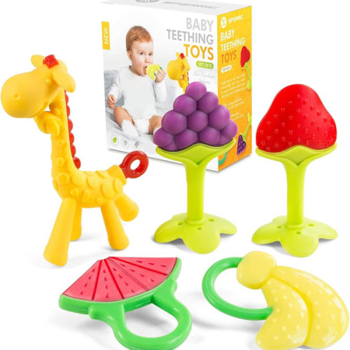 Baby Teething Toys for Newborn (5-Pack) Freezer Safe BPA Free Infant and Toddler Silicone Teethers Soothe Babies Gums, Perfect Baby Gift
