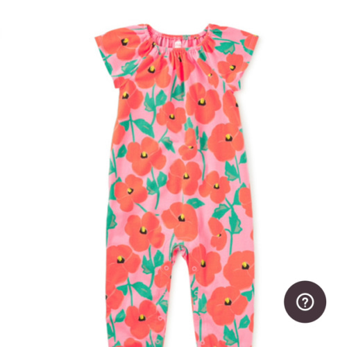 LITTLE GIRL & Poppy Poppies & Tulip Sleeve Baby Romper & KNIT ROMPER & Tea Collection