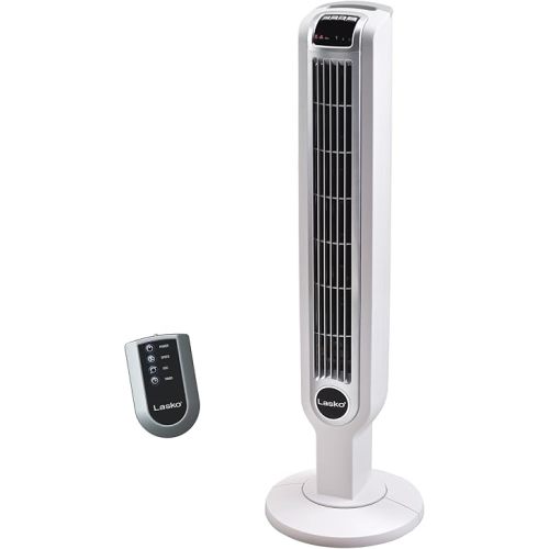 Lasko Oscillating Tower Fan with Remote Control, 3 Quiet Speeds, Timer for Bedroom, Kitchen, Office Use, White, 36" 2510