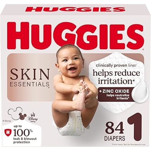 Huggies Size 1 Diapers, Skin Essentials Baby Diapers, Size 1 (8-14 lb.), 84 Ct