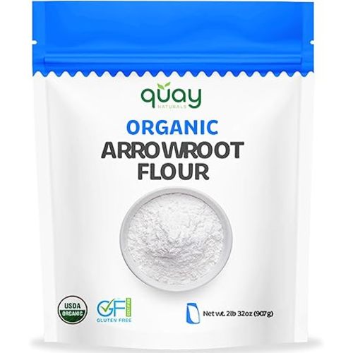 Quay Naturals Organic Arrowroot Flour 2 lb - Non-GMO, Vegan, Gluten Free Flour - Paleo-Friendly Bread Flour Alternative - Perfect Starch Substitute - Organic Arrowroot Powder