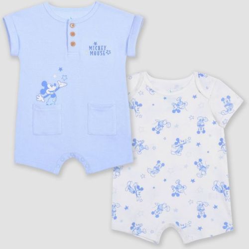 Baby Boys' 2pk Disney Mickey Mouse Romper - Blue 6-9M