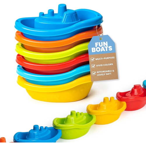 uToyz Stackable Toy Boat  6pcs Educational Water Toys for Toddlers 1-3, Baby Pool Essentials, Baby Bath Toys for Kids Ages 1-3 & Toddler Pool Toy for 1 Year Old & Up, Fun Accessories for Bathtime