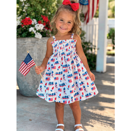 Muslin Smocked Tube Dress, 4th of July