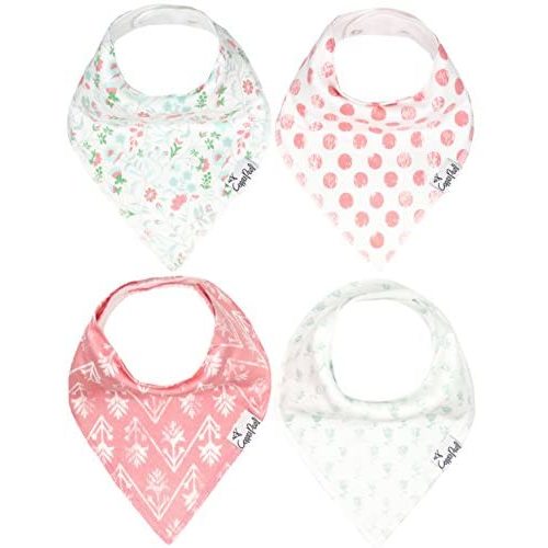 Baby Bandana Drool Bibs for Drooling and Teething 4 Pack Gift Set “Claire Set” by Copper Pearl