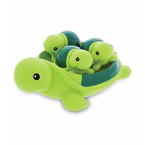 Dollibu Green Sea Turtle Family Animal Bath Squirters 4 Piece Bath Toy Set, Kids Bath Toys for Bathtime & Water Fun, Girls & Boys Floating Cute Animal Rubber Squirt Toys, Pool Toys for Kids
