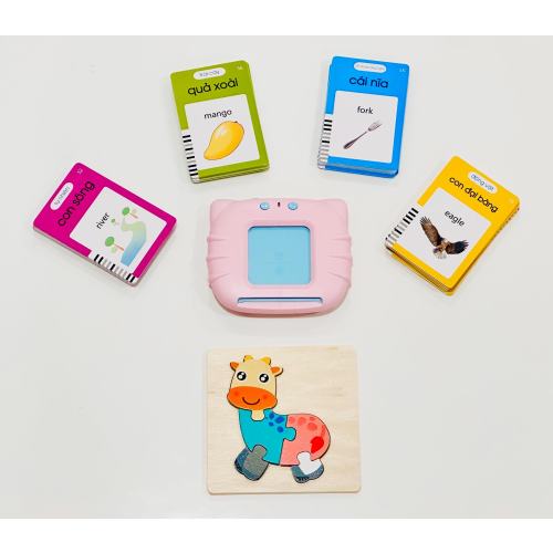 Vietnamese Flashcard Reader (224 words) + Wooden Puzzle | Baby Birthday gift