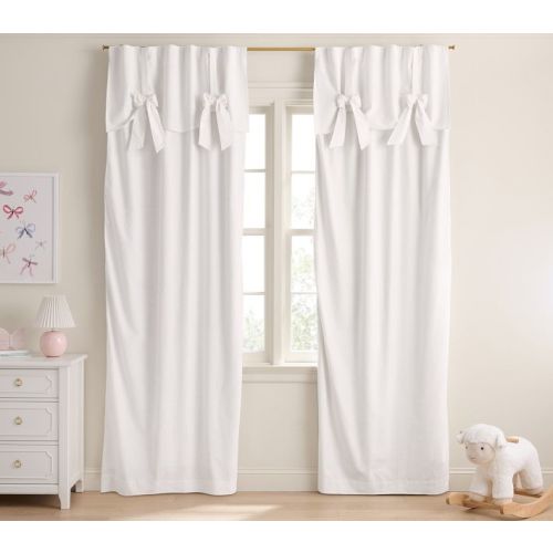 Evelyn Linen Blend Bow Valance Kids Blackout Curtain | Pottery Barn Kids