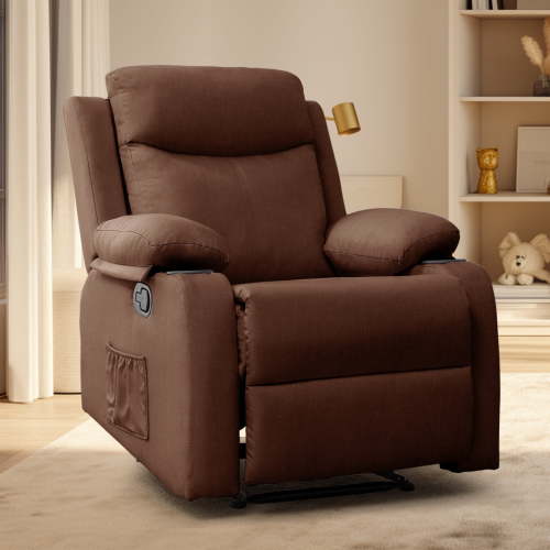 Korser Manual Small Recliner Chair with Fixed Base for Small Spaces Linen Fabric for Living Room,Brown