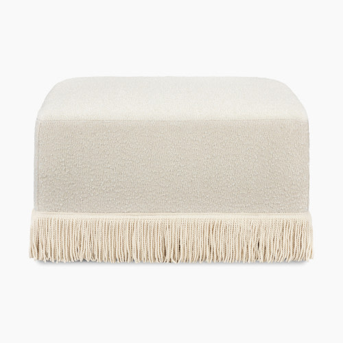 Namesake Crawford Gliding Ottoman - Ivory Boucle With Ivory Tassel Fringe