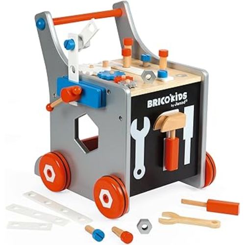 Janod Brico'kids Magnetic DIY Trolley - Walker with 26 Accessories - Ages 18+ Months - J06478