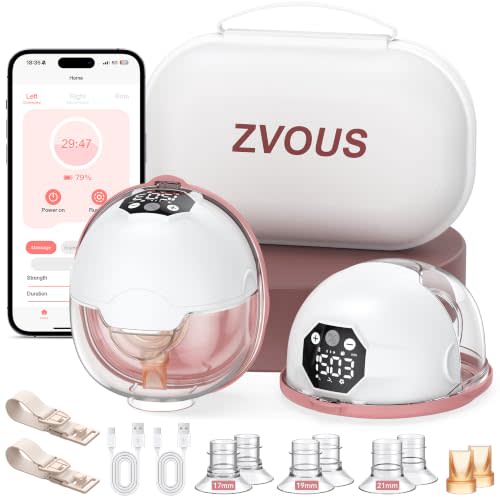 Wearable Breast Pump Hands Free Electric Pump,Strong Suction Hospital Grade | Portable Cordless Breast Pump for Lactating Moms,Smart App Control,4 Modes & Multi-15Adjustable Settings,White