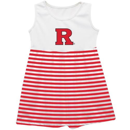 Rutgers Scarlet Knights Vive La Fete Girls Infant Striped Tank Top Dress - Scarlet