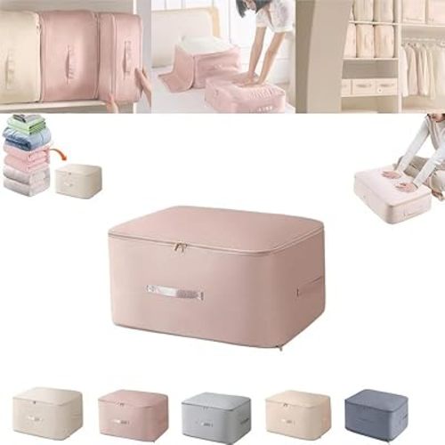 2024 New Space Saving Self Compression Organizer,Compression Duvet Storage Bag Large Capacity,Self Compression Moving Organizer Bags Heavy Duty Moving Bags for Comforters, Pink