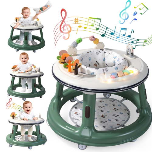 WonderStone 3 in 1 Baby Walker, Push Walker with 360° Swivel Seat, Music & Light Toys, Baby Bouncer, Baby Activity Center for Boy Girl 6-18 Months (Green)