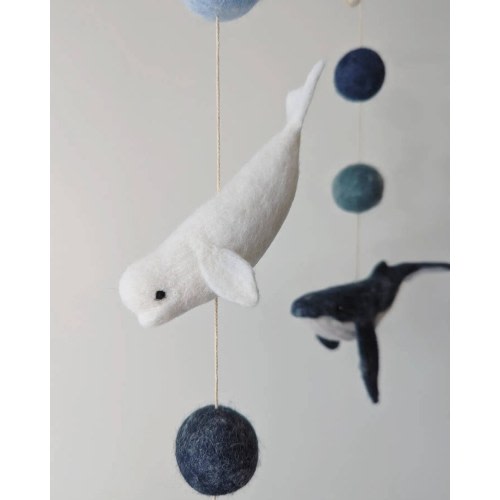 Needle Felted Whale Mobile | Whale baby mobile