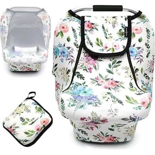 ACRABROS Car Seat Covers for Babies,All Season Infant Carseat Cover Canopy for Boys and Girls,Stretchy Adjustable Peeping Window with Mesh Cover,Warm Breathable Universal, Purple