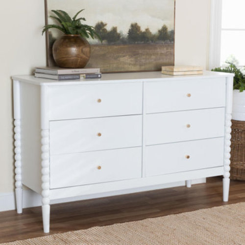 Red Barrel Studio® Lucera Mid-Century Bobbin Wood 6-Drawer Dresser & Reviews | Wayfair