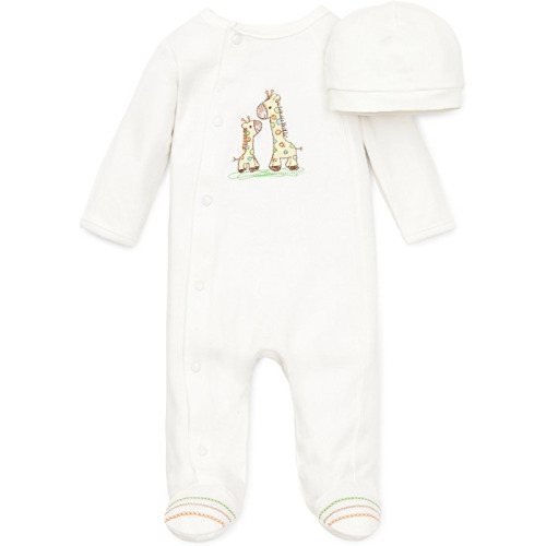 Girls' Unisex Baby 2 Piece Footie and Cap Set - 6 Months - Ivory