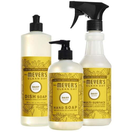 Mrs. Meyer's Clean Day Kitchen Essentials Set, Includes: Hand Soap, Dish Soap, and Multi-Surface Cleaner, Daisy Scent