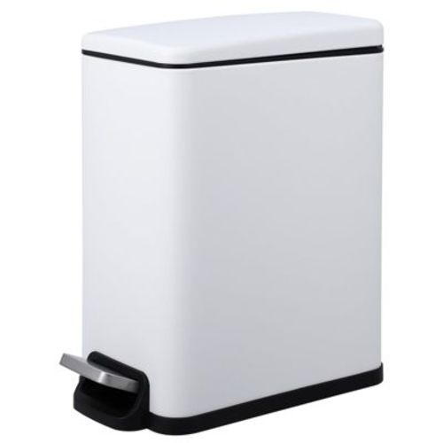 Garvee Small Trash Can with Lid, 2.6 Gal Stainless Steel Bathroom Garbage Can with Step On Foot Pedal and Inner Bucket, Slim Waste Bin, White