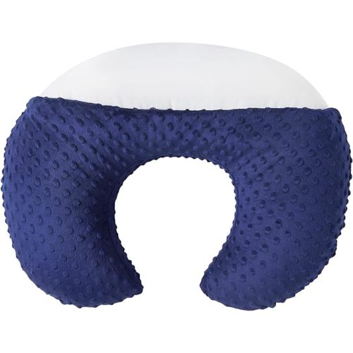 Nursing Pillow and Positioner Breastfeeding and Bottle Feeding, Propping Baby, Tummy Time, Sitting Support for Baby Boys Girls, with Removable dots Cover (Estate Blue)