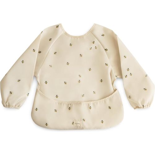 mushie Long Sleeve Baby Bib | Water Resistant Adjustable Fit for Ages 6-24 Months